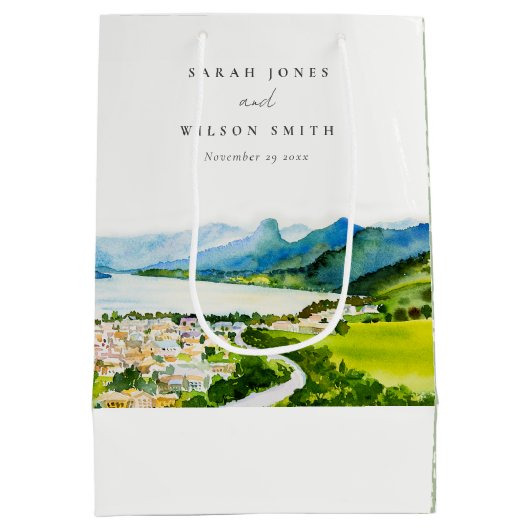 Rustige landschapsbruiloft bij het meer van het do medium cadeauzakje (Achterkant)