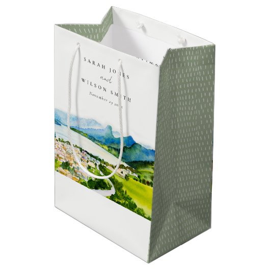 Rustige landschapsbruiloft bij het meer van het do medium cadeauzakje (Achterkant Gekanteld)