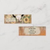 Rustige landschuur Westerne bull Skull Sunflower Mini Visitekaartje (Voorkant / Achterkant)