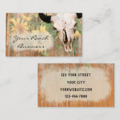 Rustige landschuur Westerne bull Skull Sunflower Visitekaartje (Voorkant / Achterkant)