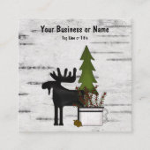 Rustige landsilhouetenmazen op boomschors vierkante visitekaartje (Voorkant)