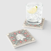 Rustige landsinusboom met geometrische kleurrijke  stenen onderzetter (Zijkant)