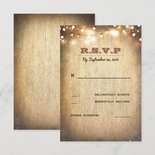 Rustige landtekenlights Wedding RSVP-kaarten RSVP Kaartje (Voorkant / Achterkant)