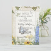 Rustige landvlinder Dragonfly Daisy Floral Kaart (Staand voorkant)