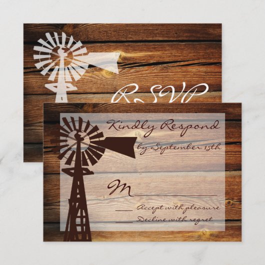 Rustige landwindmolenwout RSVP-kaarten RSVP Kaartje (Voorkant / Achterkant)