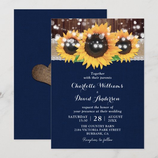 Rustige landzeemacht blauw zonnebloempje huwelijk kaart (Voorkant / Achterkant)