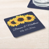 Rustige landzonnebloemen op blauw Onderzetter (Schuin)