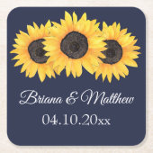 Rustige landzonnebloemen op blauw Onderzetter (Voorkant)