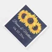 Rustige landzonnebloemen op het blauwe diner Napki Servetten (Hoek)
