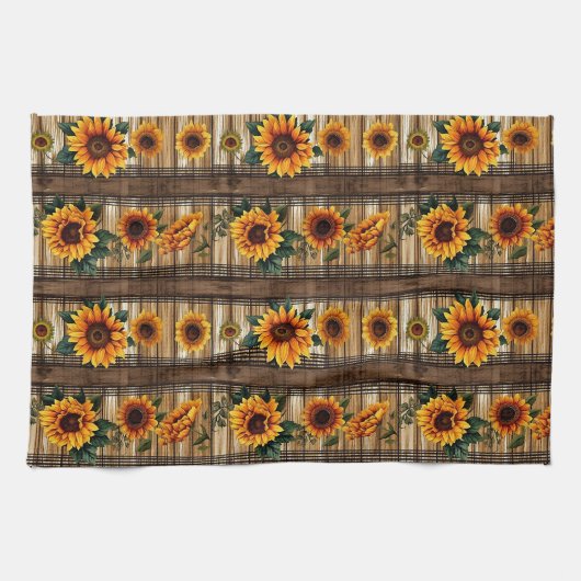 Rustige landzonnebloemen theedoek (Horizontaal)