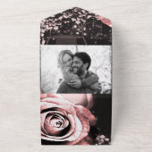 Rustige lantaarn en bleekroze rozen bruiloft + RSV All In One Uitnodiging (Buitenkant)