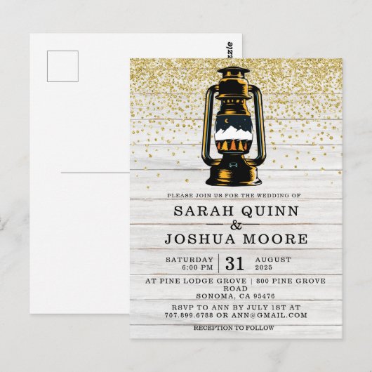 Rustige lantaarn op het land van hout briefkaart (Voorkant / Achterkant)