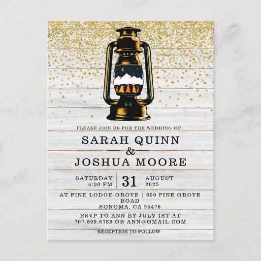 Rustige lantaarn op het land van hout briefkaart (Voorkant)