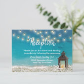 Rustige Lantaarn Starfish Beach Wedding Reception Kaart (Staand voorkant)