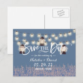 Rustige lantaarns & bloemen Stamblauw sparen de Da Aankondigingskaart (Voorkant / Achterkant)