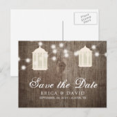 Rustige lantaarns en lights Barn Wood sparen de da Aankondigingskaart (Voorkant / Achterkant)