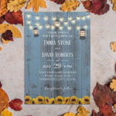 Rustige lantaarns en zonnebloemen Dusty Blue Weddi Kaart