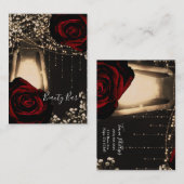 Rustige lantaarns licht en donkerrode rozen Floral Visitekaartje (Voorkant / Achterkant)