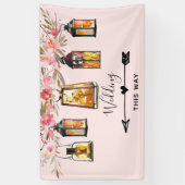 Rustige Lantaarns Roos Gold Wedding Direction Spandoek (Verticaal)