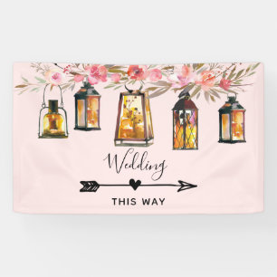 Rustige Lantaarns Roos Gold Wedding Direction Spandoek