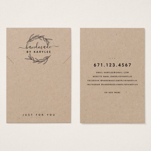 Rustige Laurel Leaf Ketting Display Kaart (Voorkant /achterkant)