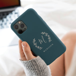 Rustige Laurel Script Monogram naam Case-Mate iPhone 14 Pro Max Hoesje