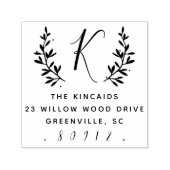 Rustige laurelscript monogram retouradres  zelfinktende stempel (Design)