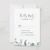 Rustige lavendel & Eucalyptus Simple RSVP-kaart RSVP Kaartje (Voorkant)