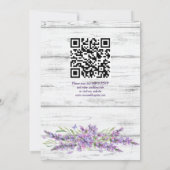Rustige lavendel op witte houtbruiloft kaart (Achterkant)