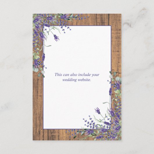 Rustige lavender Eucalyptus Botanische houten Gege Informatiekaartje (Achterkant)