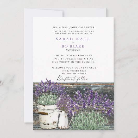 Rustige  lavender Wood & Lichtbruiloft Kaart (Voorkant)