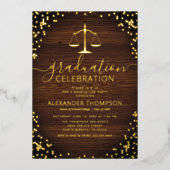 Rustige Law School Afstuderen Real Gold Folie Uitnodiging (Voorkant)