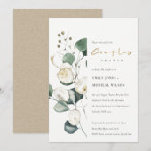 Rustige Leaf Green Eucalyptus Couples Shower Invit Bedankkaart (Voorkant / Achterkant)