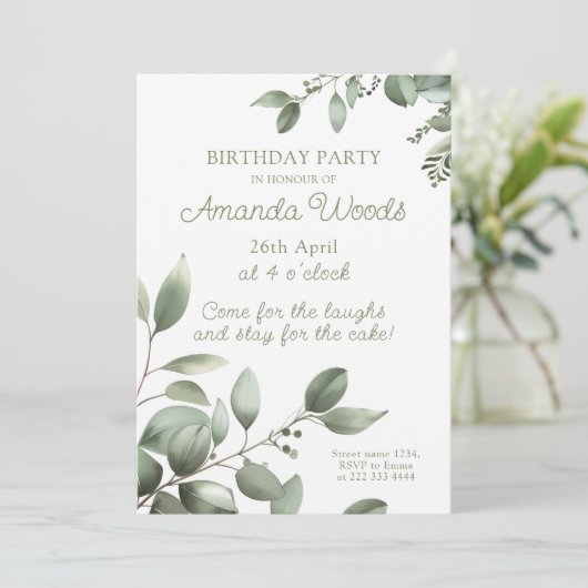 Rustige Leafy Grace verjaardagsfeest Kaart (Staand voorkant)