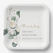 Rustige Leafy Green Eucalyptus Foliage Wedding Papieren Bordje (Voorkant)