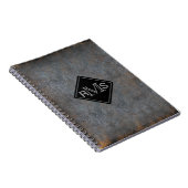 Rustige lederen boekenblik | Monogrammen Initialen Notitieboek (Rechterzijde)