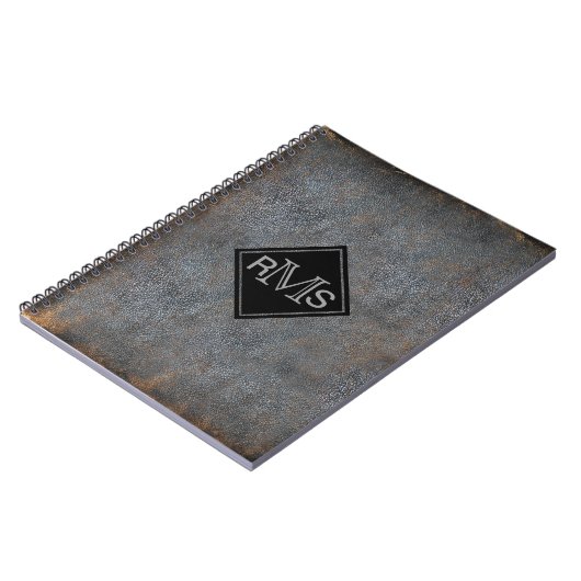 Rustige lederen boekenblik | Monogrammen Initialen Notitieboek (Linkerzijde)