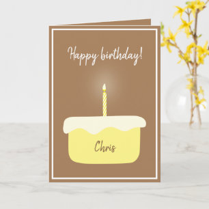 Rustige Lemon Birthday Cake w/Ggloed Lit Candle Kaart