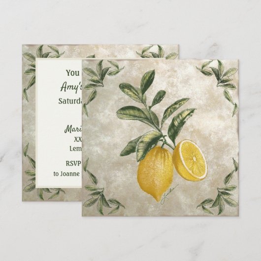 Rustige  Lemons Uitnodiging (Voorkant / Achterkant)