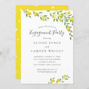 Rustige Lemons Yellow Engagement Party Kaart