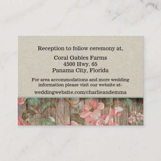 Rustige lente-bloesems bruiloft-kaart informatiekaartje (Voorkant)