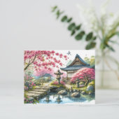 Rustige lente Japanse tuin Briefkaart (Staand voorkant)