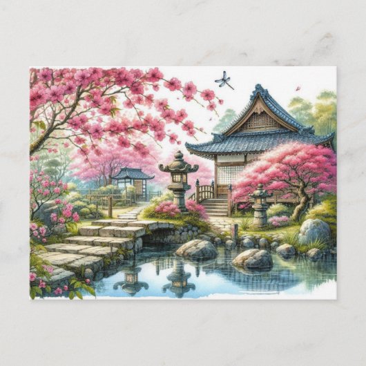 Rustige lente Japanse tuin Briefkaart (Voorkant)