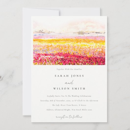 Rustige lenteteelt Floral Landscape Wedding Kaart (Voorkant)