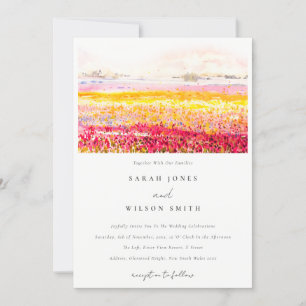 Rustige lenteteelt Floral Landscape Wedding Kaart