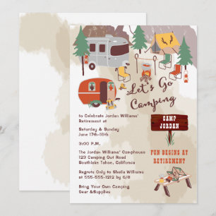 Rustige Lets gaan Camping Retirement Party Kaart
