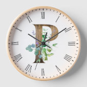 Rustige Letter P Hout Lijst Klok (Voorkant)