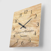 Rustige, lichtbruine faux-stenen, speciaal ontworp vierkante klok (Hoek)