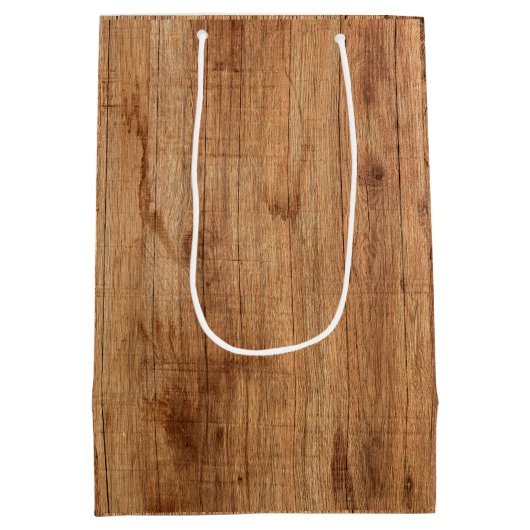 Rustige lichte houttoon medium cadeauzakje (Achterkant)