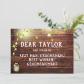 Rustige lichten Beste man vrouw Groomsman Voorstel Kaart (Staand voorkant)